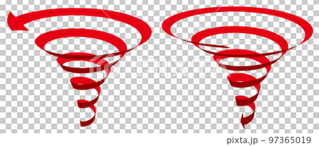 Spiral red ribbon arrow rising and falling vector illustration Spiral red ribbon arrow rising and falling vector illustration 97365019