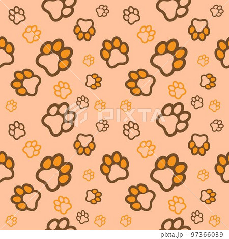 Paw seamless pattern vector doodle abstract animal footprint background for fabric, texture and wallpaper illustration for digital and print materials. 97366039