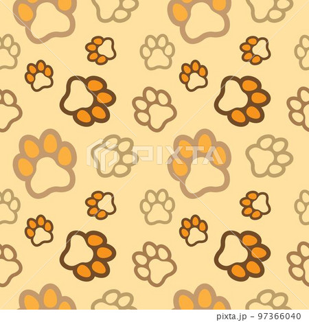 Paw seamless pattern vector doodle abstract animal footprint background for fabric, texture and wallpaper illustration for digital and print materials. 97366040