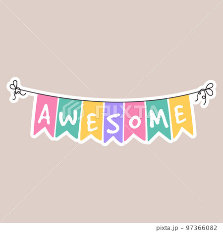 Good job groovy sticker. Reward sticker for teachers and kids. Hand drawn vector illustration. 97366082