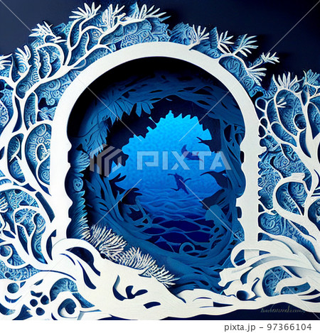 海を臨むペーパークラフトの洞窟 AI画像 海を臨むペーパークラフトの洞窟 AI画像 97366104