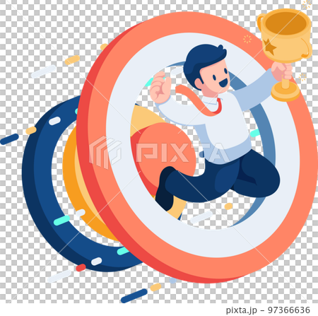 Isometric Business with Winner Trophy and Jumping Through Target Isometric Business with Winner Trophy and Jumping Through Target 97366636