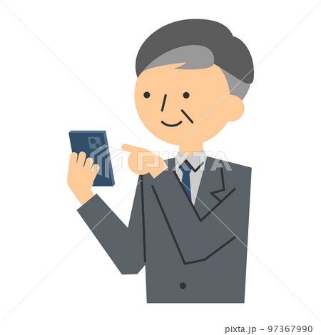 スマホを操作する初老の男性 スマホを操作する初老の男性 97367990