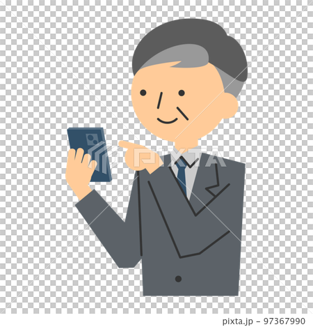 スマホを操作する初老の男性 スマホを操作する初老の男性 97367990