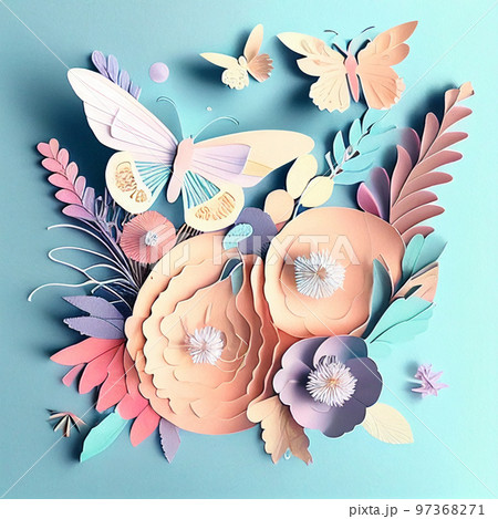 White Flower Paper Style, Paper Craft Floral, Butterfly Paper Fly, 3d  Rendering, with Clipping Path. Stock Illustration - Illustration of  fashion, easter: 123089469
