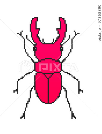 ドット絵のクワガタ(赤)のイラスト素材 [97368890] - PIXTA