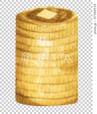 Chinese gold coins with hole. Golden money. Watercolor illustration. Chinese gold coins with hole. Golden money. Watercolor illustration. 97369539