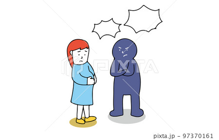 マタハラ　職場でマタニティハラスメントを受ける女性のイラスト 97370161