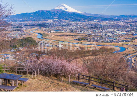 （静岡県）伊豆・日守山・山頂から富士山を望む 97370734