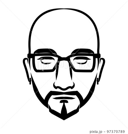 line art drawing of vintage male face. Good use for symbol, icon, avatar, tattoo, T Shirt design, logo or any design 97370789