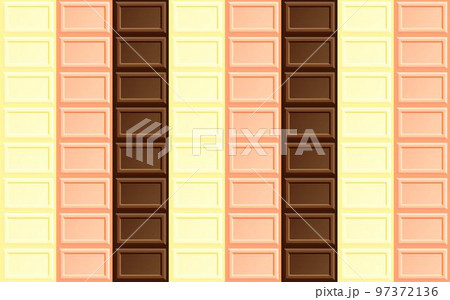 ホワイチョコレートとストロベリーチョコレートとミルクチョコレートの背景 97372136
