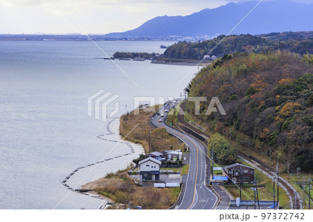 松江フォーゲルパークくにびき展望台から望む宍道湖 松江フォーゲルパークくにびき展望台から望む宍道湖 97372742