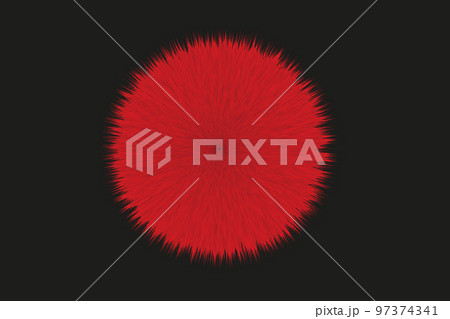 Red Pompon Vector Hair Ball on Black 97374341