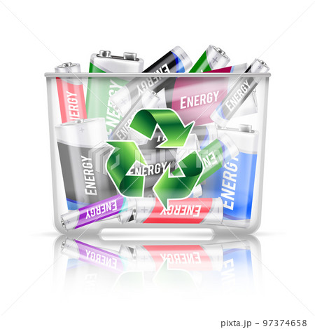 Used Batteries Realistic Composition Used Batteries Realistic Composition 97374658