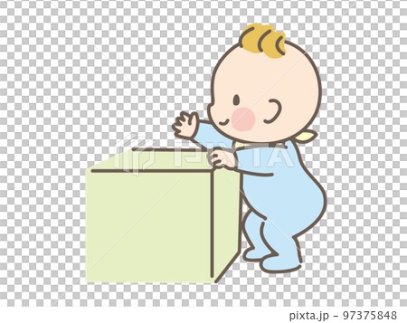 元気に遊ぶ赤ちゃんのイラスト素材 97375848