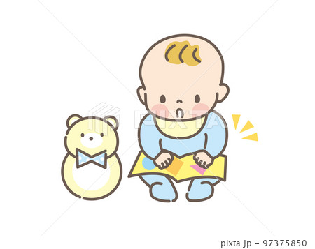 元気に遊ぶ赤ちゃんのイラスト素材 97375850