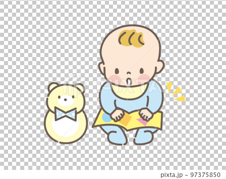 元気に遊ぶ赤ちゃんのイラスト素材 97375850
