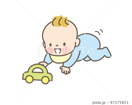 元気に遊ぶ赤ちゃんのイラスト素材 97375851