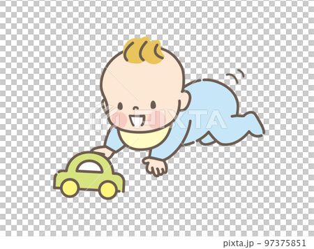 元気に遊ぶ赤ちゃんのイラスト素材 97375851