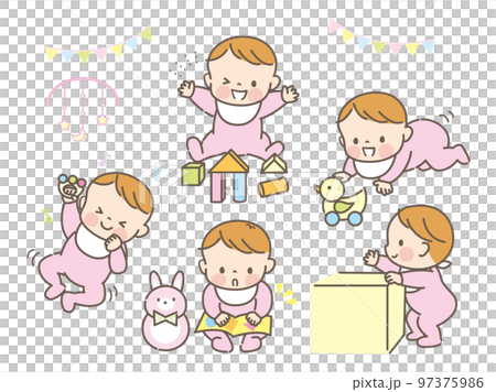 Baby's facial expression illustration set material playing well Baby's facial expression illustration set material playing well 97375986
