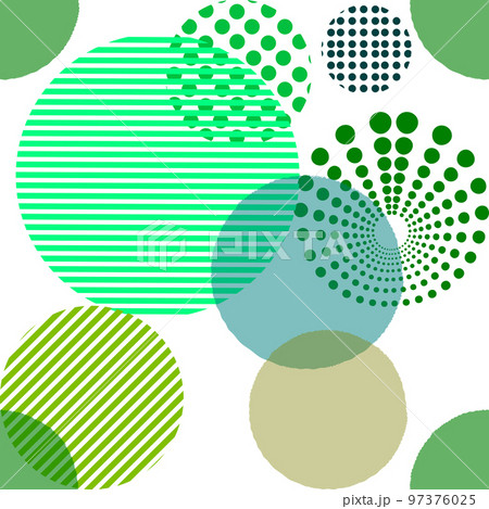 Different shaped circles green pantone seamless pattern, shiny sphere background, modern beautiful wallpaper 97376025