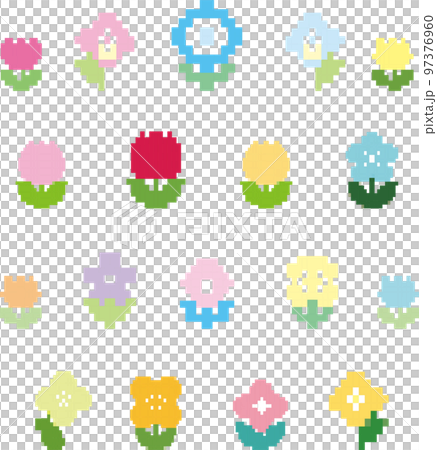 圖標像素藝術像素藝術花卉插畫素材集 97376960