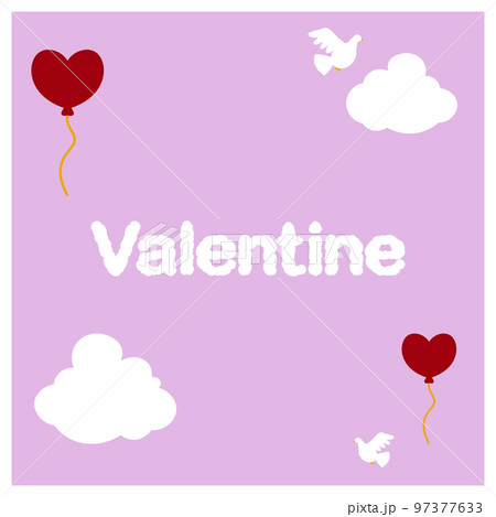 ピンクの空のイラストバレンタインテキスト付き 97377633
