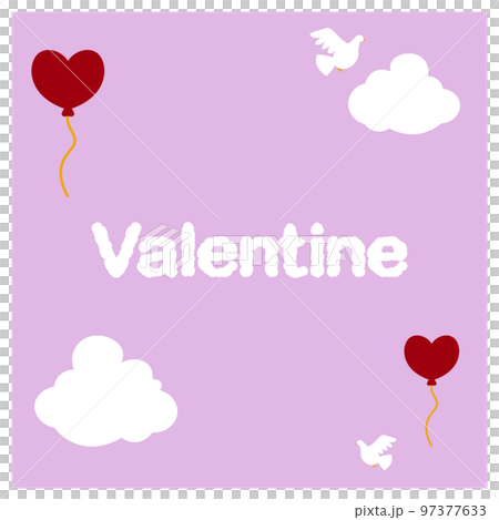 粉紅色的天空插圖與情人節文字 97377633