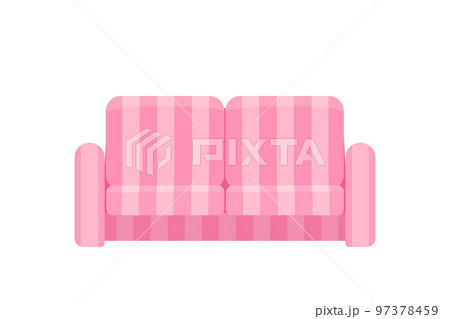 Cozy pink striped sofa isolated on white background 97378459