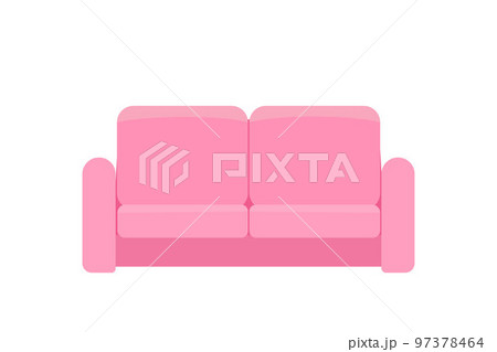 Soft cozy pink sofa isolated on white background. Home interior concept 97378464