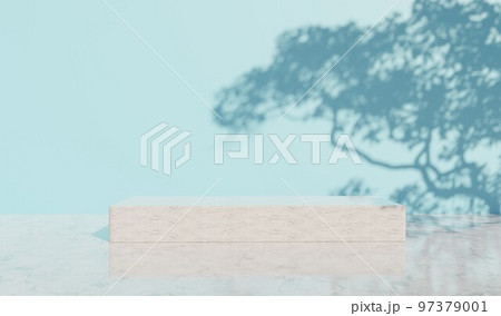 大理石の四角い台と水色の背景に木の影のイラスト素材 [97379001] - PIXTA
