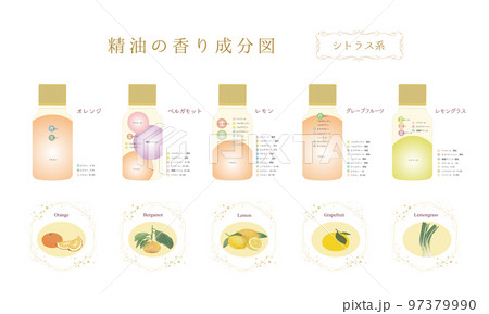 精油の成分表・成分図・アロマ・精油・香り・シトラス系・柑橘系・レモン・オレンジ・ベルガモット 精油の成分表・成分図・アロマ・精油・香り・シトラス系・柑橘系・レモン・オレンジ・ベルガモット 97379990