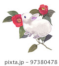 卯年　うさぎの水彩イラストの年賀状 97380478