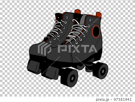 ローラースケート 黒いローラースケート靴のイラスト アイコン素材 97381941