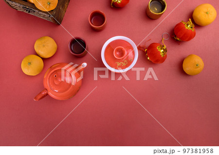 Traditional Asian New Year decoration with red envelope is considered lucky money during Lunar New Year Traditional Asian New Year decoration with red envelope is considered lucky money during Lunar New Year 97381958