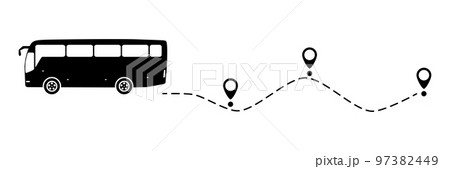 Bus icon with line start point. 97382449