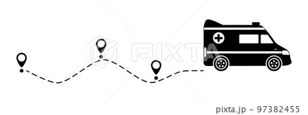 Emergency car with line start point. Emergency car with line start point. 97382455