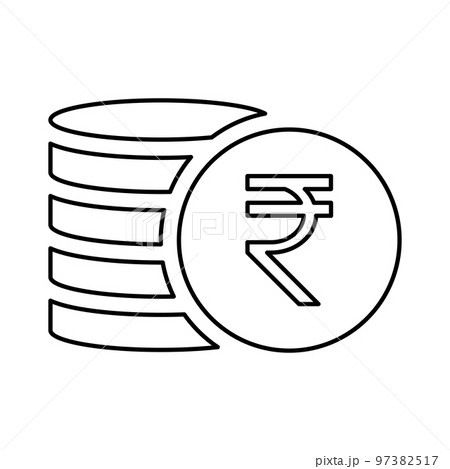 Rupee coins stack line icon 97382517