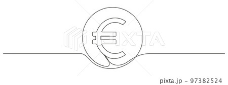 Euro coin continuous one line drawn 97382524