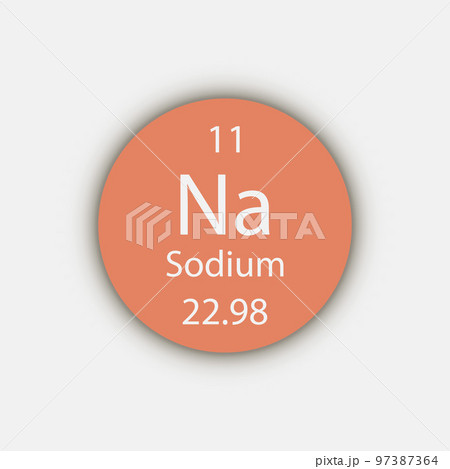 Sodium symbol. Chemical element of the periodic table. Vector illustration. Sodium symbol. Chemical element of the periodic table. Vector illustration. 97387364