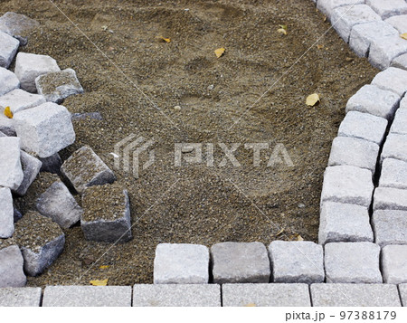building site cobblestones road works building site cobblestones road works 97388179