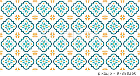 Floral seamless pattern for tile design. Ceramics. Floral seamless pattern for tile design. Ceramics. 97388260