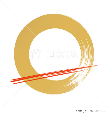 手書きの金色の丸に赤い線 - シンプルでおしゃれな和風の素フレーム･背景の素材 97388390