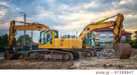 yellow excavators 97388847