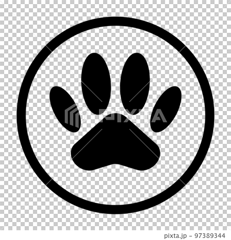 Round animal symbol. Paw icon. vector. Round animal symbol. Paw icon. vector. 97389344