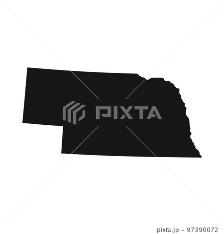 Simplified black silhouette of Nebraska state border Simplified black silhouette of Nebraska state border 97390072