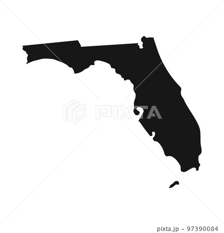 Simplified black silhouette of Florida state border Simplified black silhouette of Florida state border 97390084