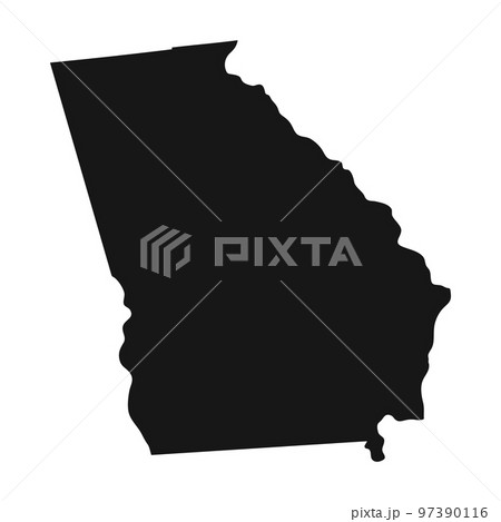 Simplified black silhouette of Georgia state border Simplified black silhouette of Georgia state border 97390116