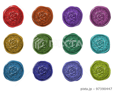 カラフルなシーリングスタンプ~バラ模様~ 97390447