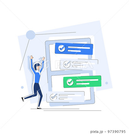 Characters planning work tasks,making schedule using calendar,Time management Characters planning work tasks,making schedule using calendar,Time management 97390795